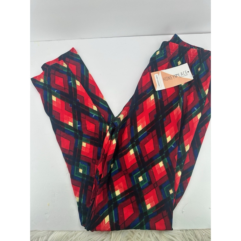Honey & Lace Women's Curvy Leggings Plaid One Size NWT